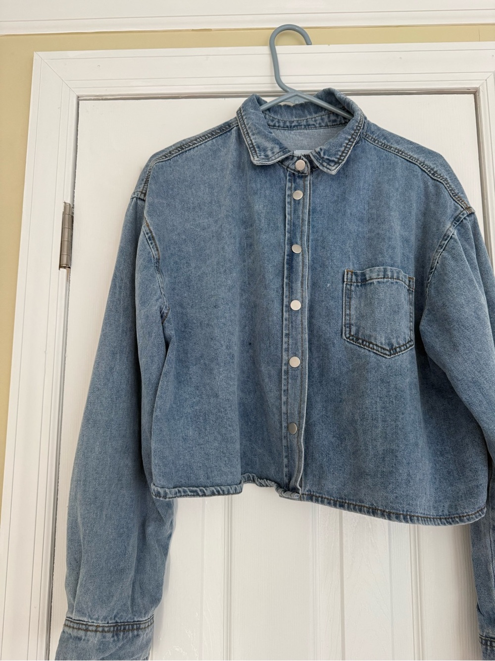 Weekday Light Blue Cropped Denim Jacket